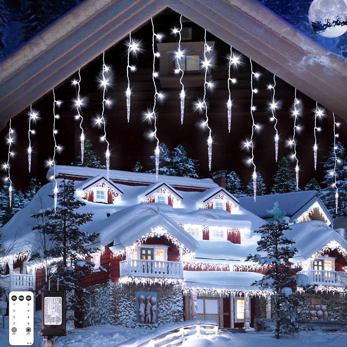 JMEXSUSS White Christmas Icicle Lights