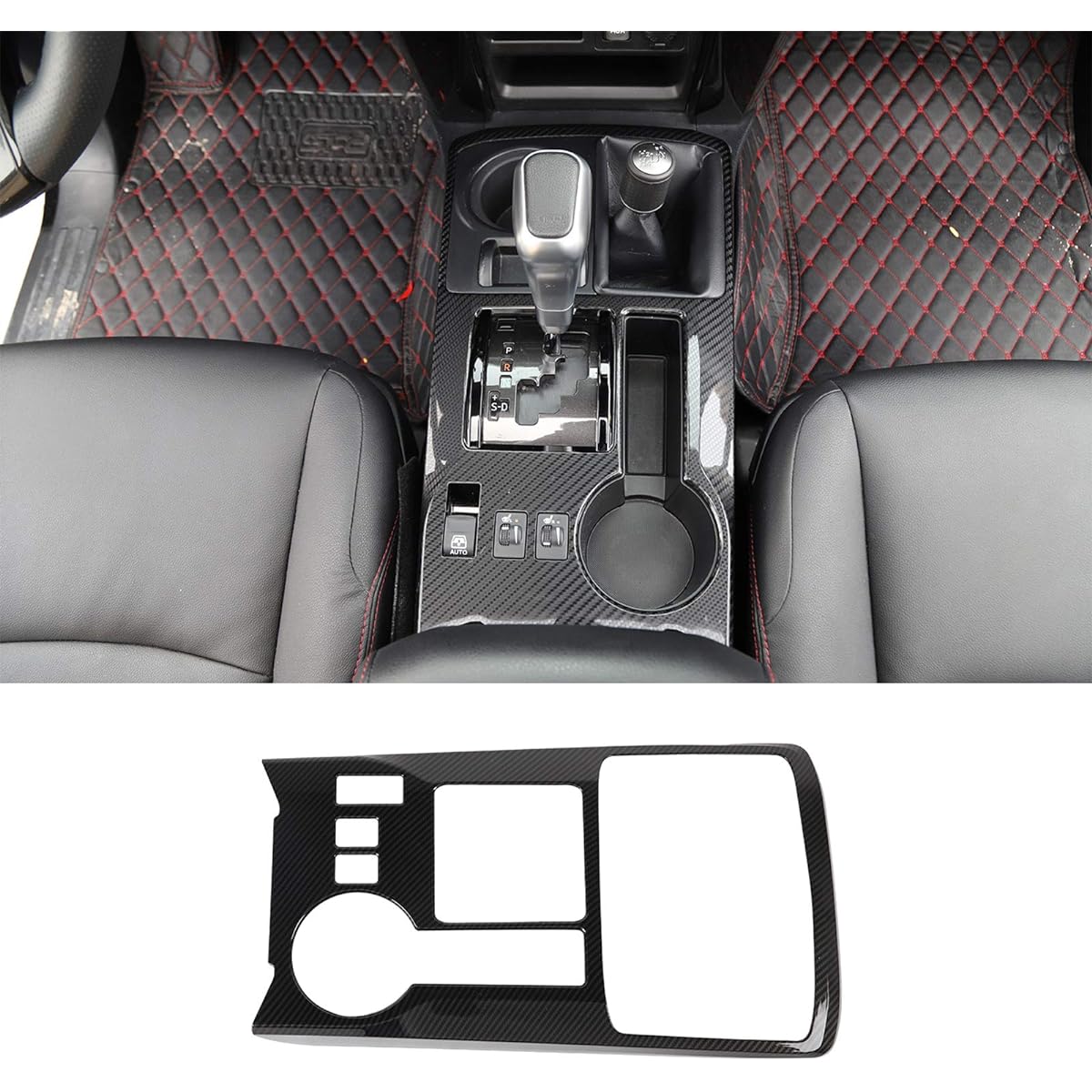 JeCar Gear Shift Panel Cover Interior Decoration Accessories Trim for Toyota 4Runner 2010-2019 Carbon Fiber Texture