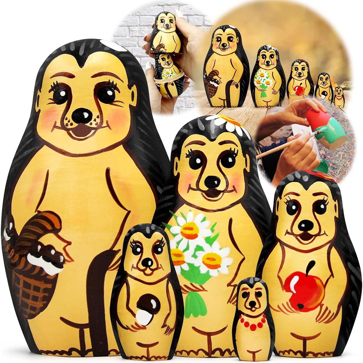 Nesting Doll Hedgehog Toy Set 5 Pieces - Hedgehog Animal Figurines