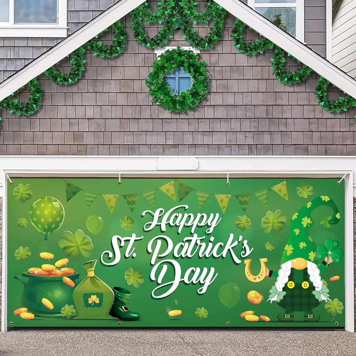 16x7ft Easter Garage Door Banner,Large Easter Garage Door Decorations Backdrop Cover Festive Religious Design with Cross Outdoor Mural Background Easter Backdrop Decor for Easter Spring Holiday