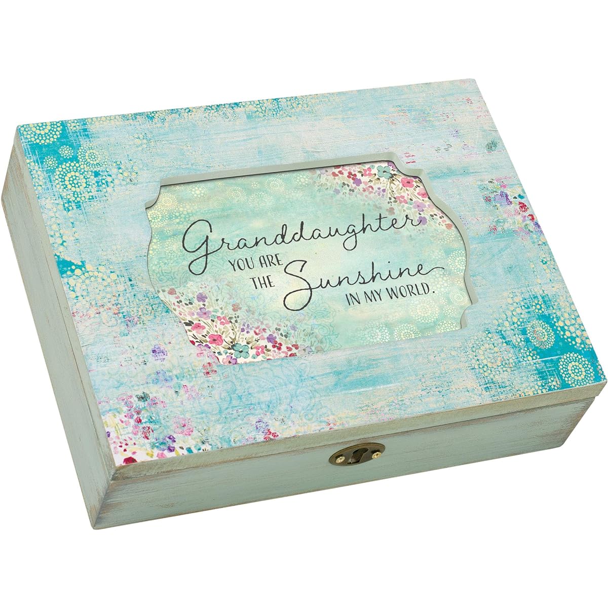 Cottage Garden Granddaughter Sunshine My World Aqua Medallion Decoupage Music Box Plays You Are My Sunshine