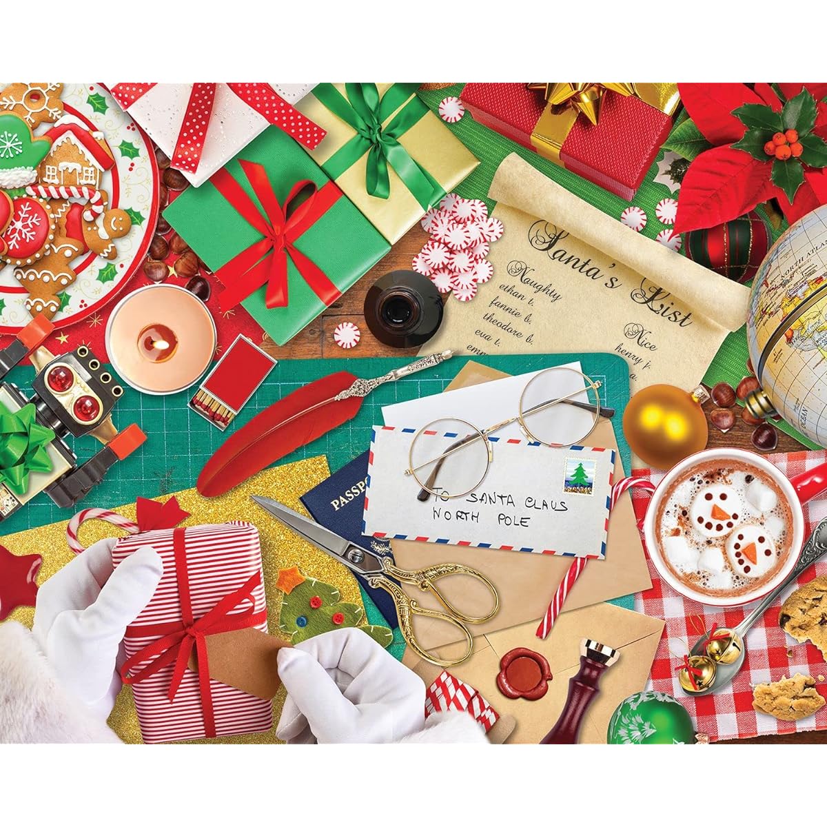 Springbok's 1000 Piece Jigsaw Puzzle Santa's Desk Made in the USA