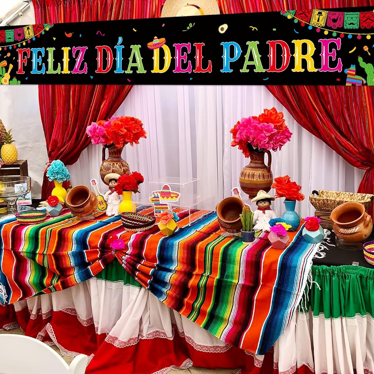 CiyvoLyeen Feliz Dia del Padre Fabric Banner Mexican Father's Day Spanish Photo Backdrop Feliz Dia Papa Fiesta Party Decorations Hispanic Dad Fence Birthday Banner 98x14.5inch for Grandpa