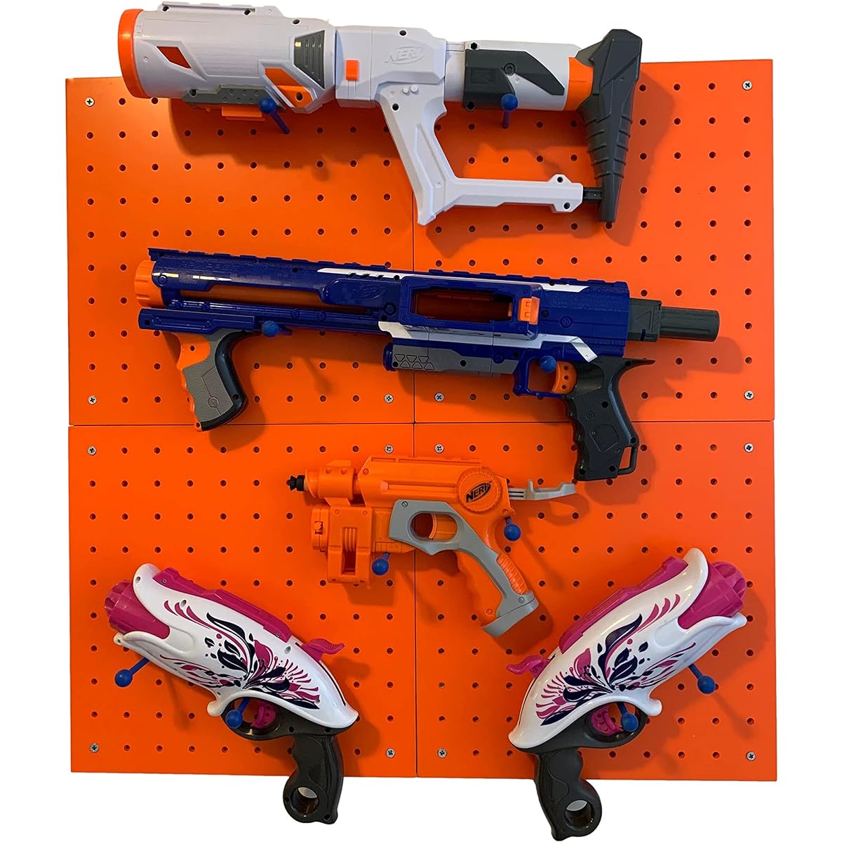 Fury Strike Wall Storage for Nerf Guns - Pegboard Holder for Nerf Blasters - Hanging Storage Rack Shelf Organizer
