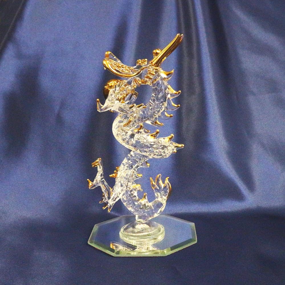 Castle Enterprise (Castle Enterprise) Four Cart Handmade Glasswork Feng Shui Good Luck Auspicious Money Luck Rising Dragon