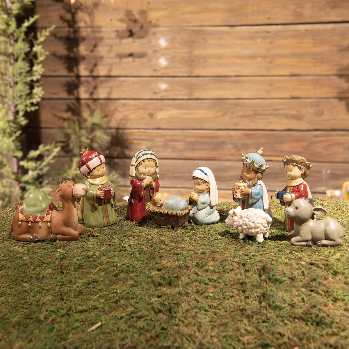 Nativity Scene Set, Christmas Decorations, Indoor Figurines and Decor - Hand Painted 9 Piece Nativity Scene by Neman House Studio