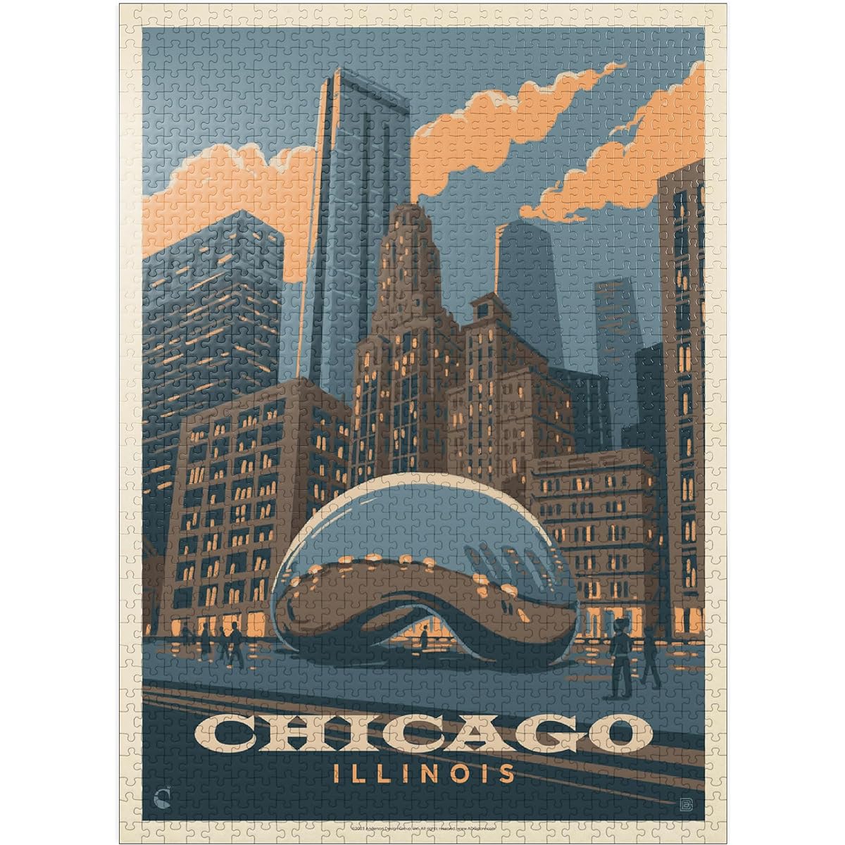 Chicago, IL: Magic Bean, Vintage Poster - Premium 1000 Piece Jigsaw Puzzle for Adults