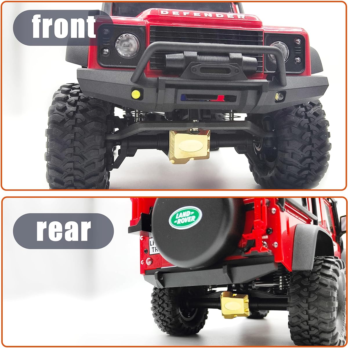 HOPLEX Brass Differential Cover 2pcs Front Rear Axle Housing Case 1/18 RC Crawler Car TRX4M Upgrade Parts