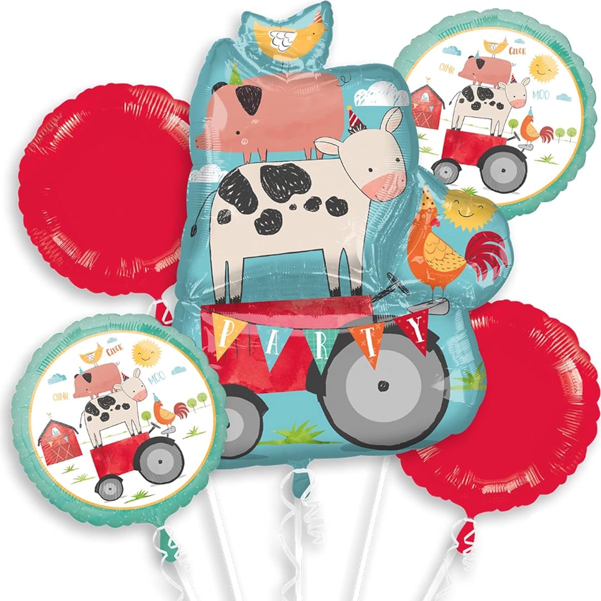 Barnyard Farm Animal Birthday Balloon Bouquet with 5 Foil Balloons