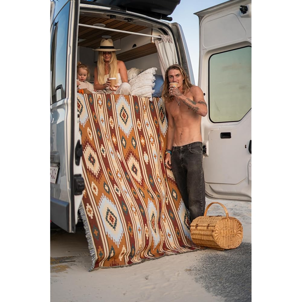 Peel Forest Tatami Camping, Tent Inner Sheet, Chaihane Blanket, Multi Cover, Sofa Cover, Mexican Rug Native Pattern Ortega Pattern Camping Rug, Outdoor 160X220cm...