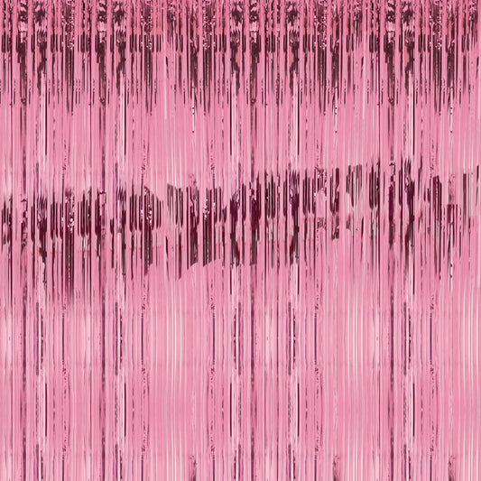 2 Pack 3ft x 8ft Foil Fringe Backdrop Metallic Tinsel Foil Fringe Curtains Party Streamer Background for Baby Shower Birthday Holiday Celebration Party Decorations (Pink)