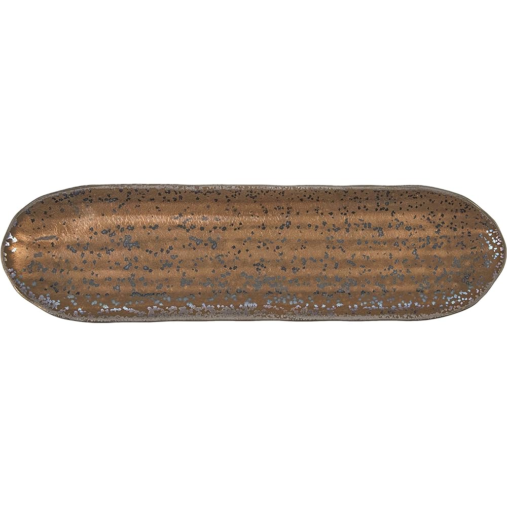 Set of 10 Lava style oval long plates [35.2 x 9.5 x 2.2cm 400g] [Yakimono plates] [Restaurant, Inn, Japanese tableware, Restaurant, Commercial use]