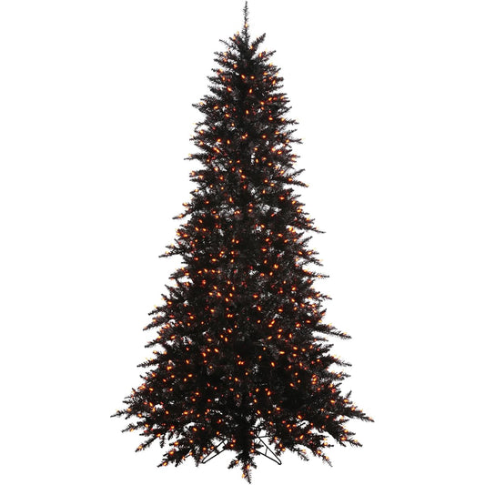 Vickerman 5.5' x 42" Black Fir Artificial Christmas Tree Pre-Lighted - Lifelike Indoor Seasonal Home Decoration - Maintenance Free Faux Christmas or Halloween Tree