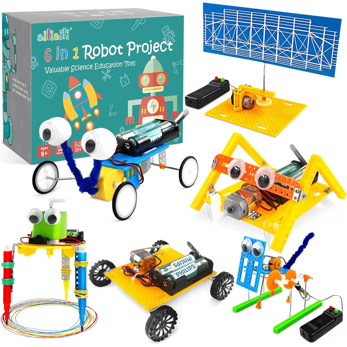 Ailiaili 6 Sets STEM Projects for 8-12 Years Old Kids Electronic Science Kits for 6-8 Year Old Boys DIY Engineering Robotic Stem Toys Science Experiment Circuit Building Kit Gift for 8 9 10 11 12 Years Old