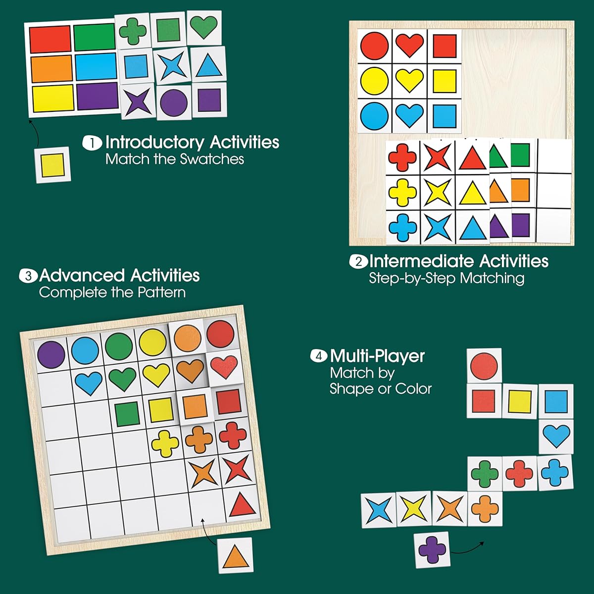 KeepingBusy Match The Shapes Wooden Game for Seniors with Dementia - Matching Pairs Board Game - Cognitive Games for Seniors - Involved in Alzheimer's and Dementia Activities for Seniors