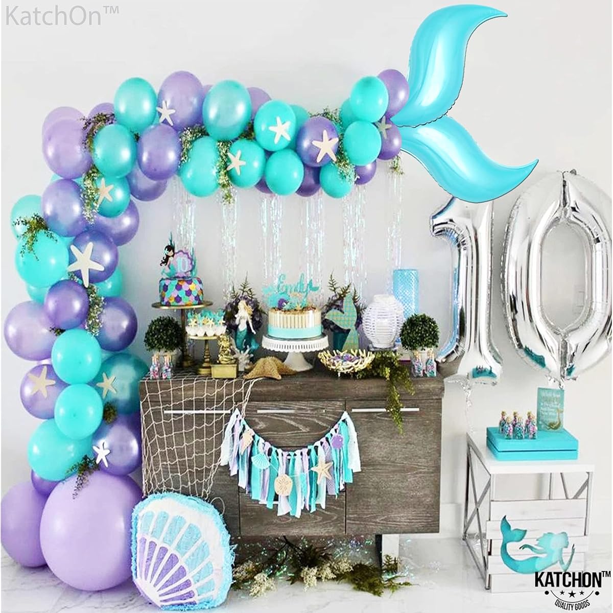 mermaid tail aqua foil balloon