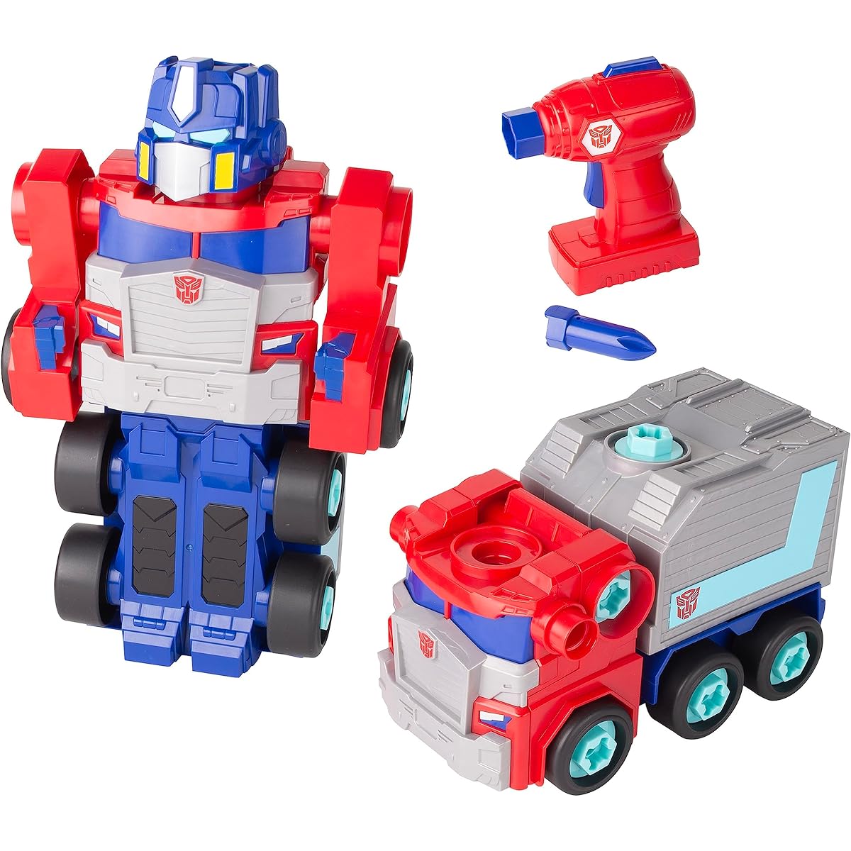 BUILD-A-BUDDY Transformers Optimus Prime Building Toys - STEM Toys Includes Power Drill and AA Batteries - Transformers Toys - Robot Building Toys for Ages 18 Months and Up