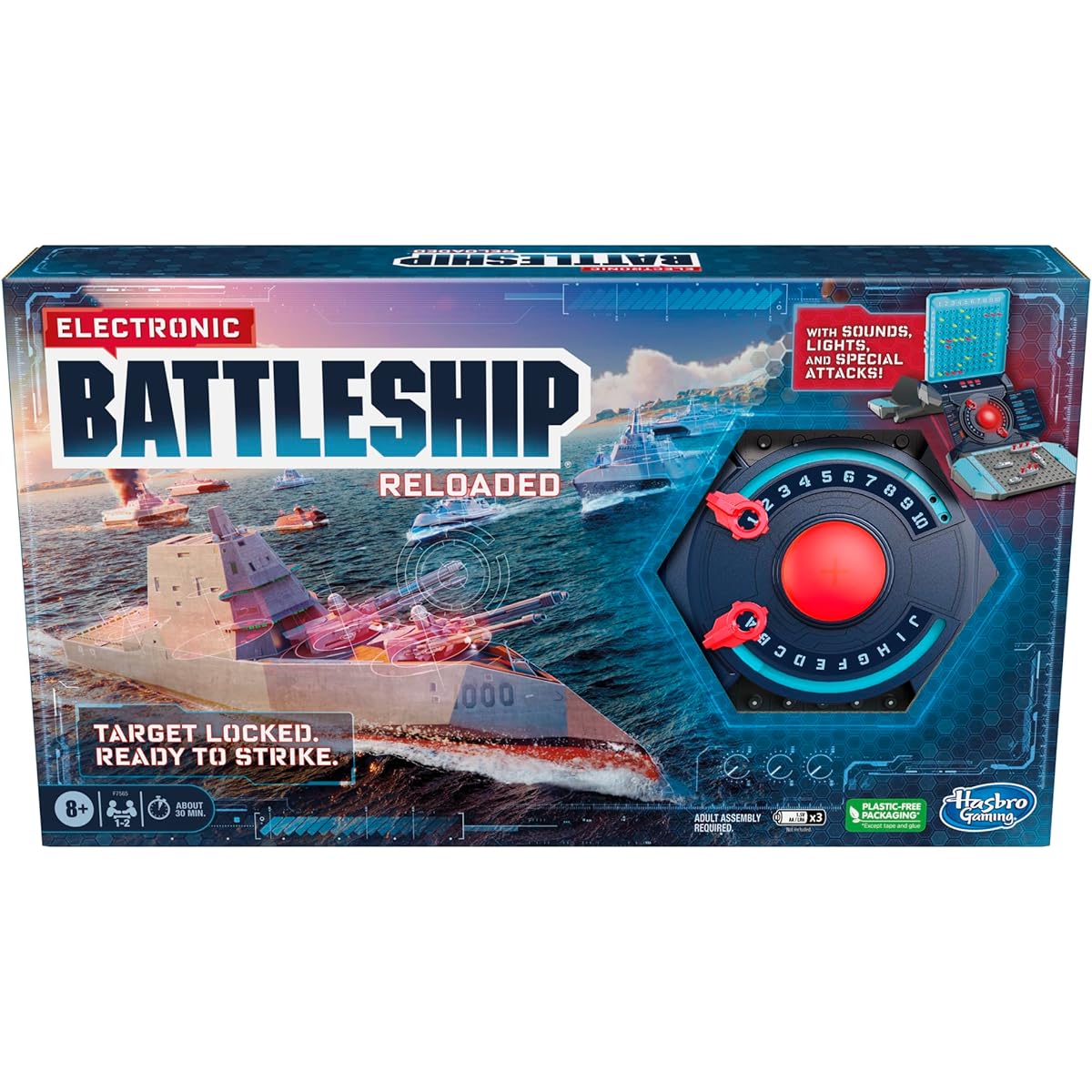 Hasbro Gaming Electronic Battleship Reloaded Board Game | Naval Combat Strategy Game with Sounds, Lights and Special Attacks | Ages 8+ | 1-2 Players | Kids Game