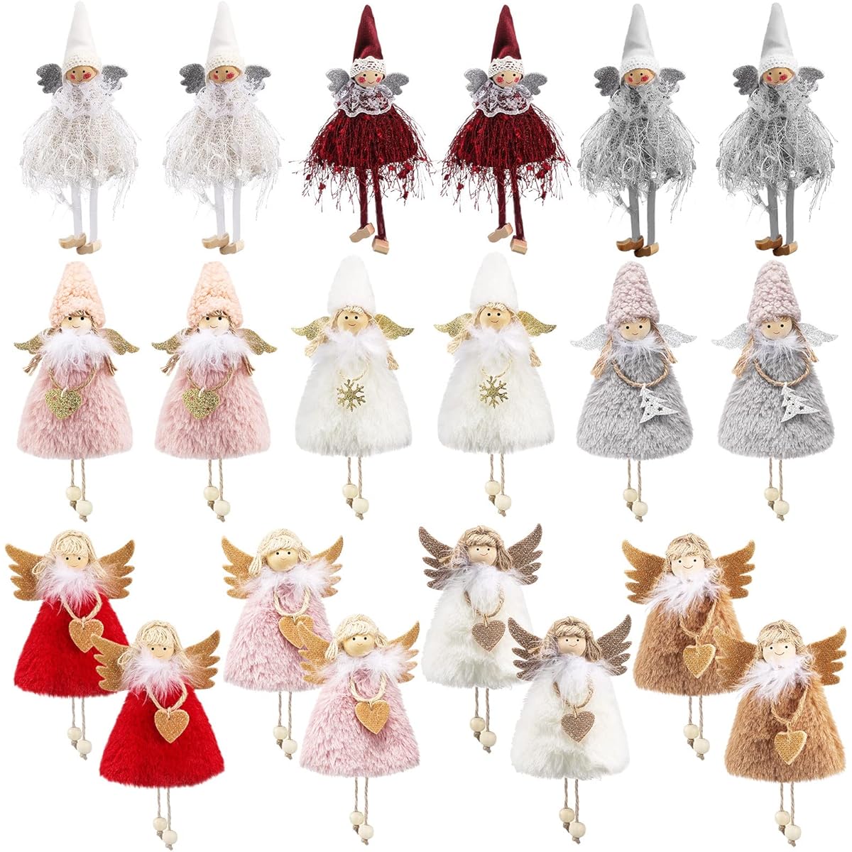 Christmas Plush Doll Ornament Christmas Tree Ornament Doll Decoration Plush Angel Pendant Christmas Hanging Doll Decoration Christmas Home Decoration Holiday Party Decoration 10 Styles (20 Pieces)