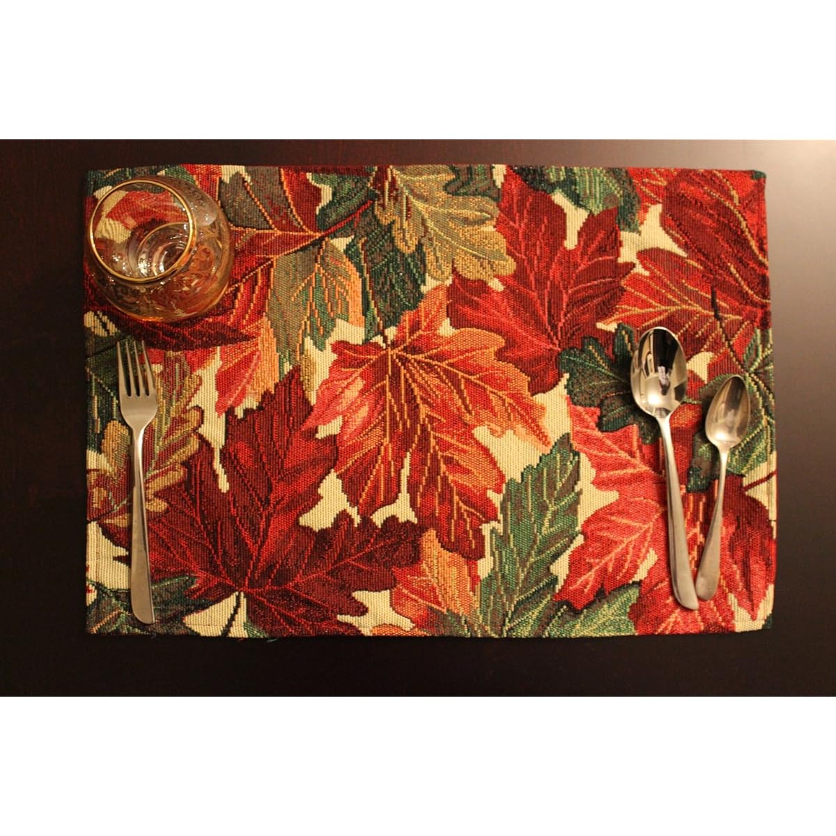 Tache Home Fashion Leaf Placemats 4 13" x 18" Orange
