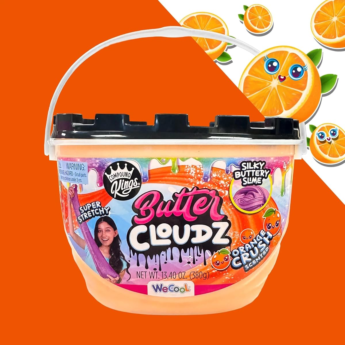 COMPOUND KINGS Butter Cloudz Compound Bucket for Grills & Boys | Sensory Toy | Non-Toxic & Non-Sticky | Stress Relief Texture | (Orange Crush)