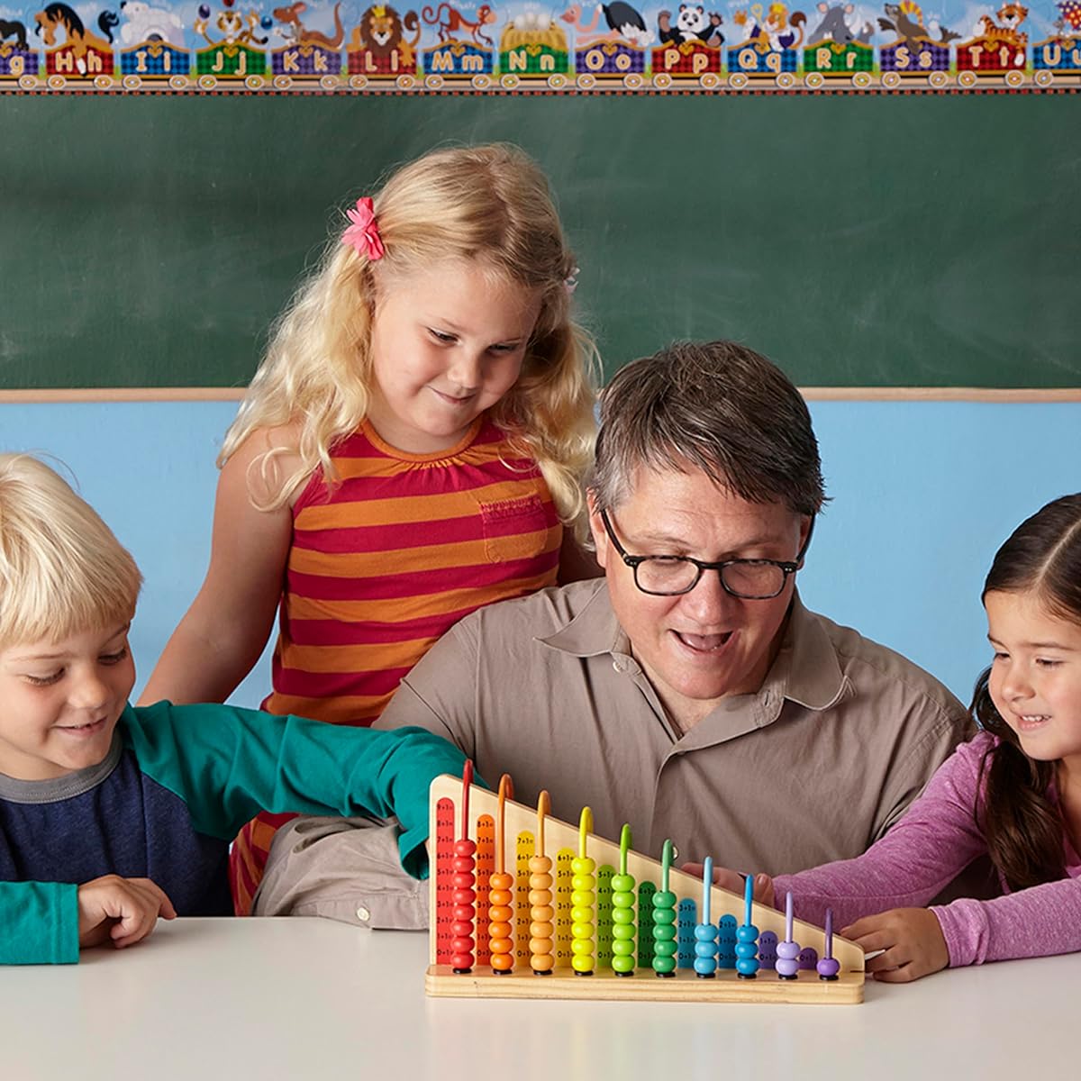 Melissa & Doug Addition & Subtraction Abacus - Educational Toy with 55 Colorful Beads and Sturdy Wooden Construction