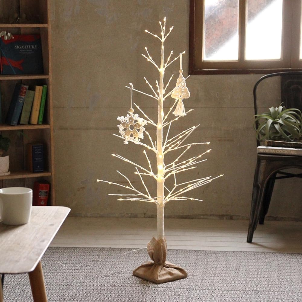 SPICE OF LIFE Christmas Tree LED Branch Tree 166 Bulbs USB Type White 110cm Illuminations 8 Types Flashing Pattern with Timer and Remote Control BRXS3013WH