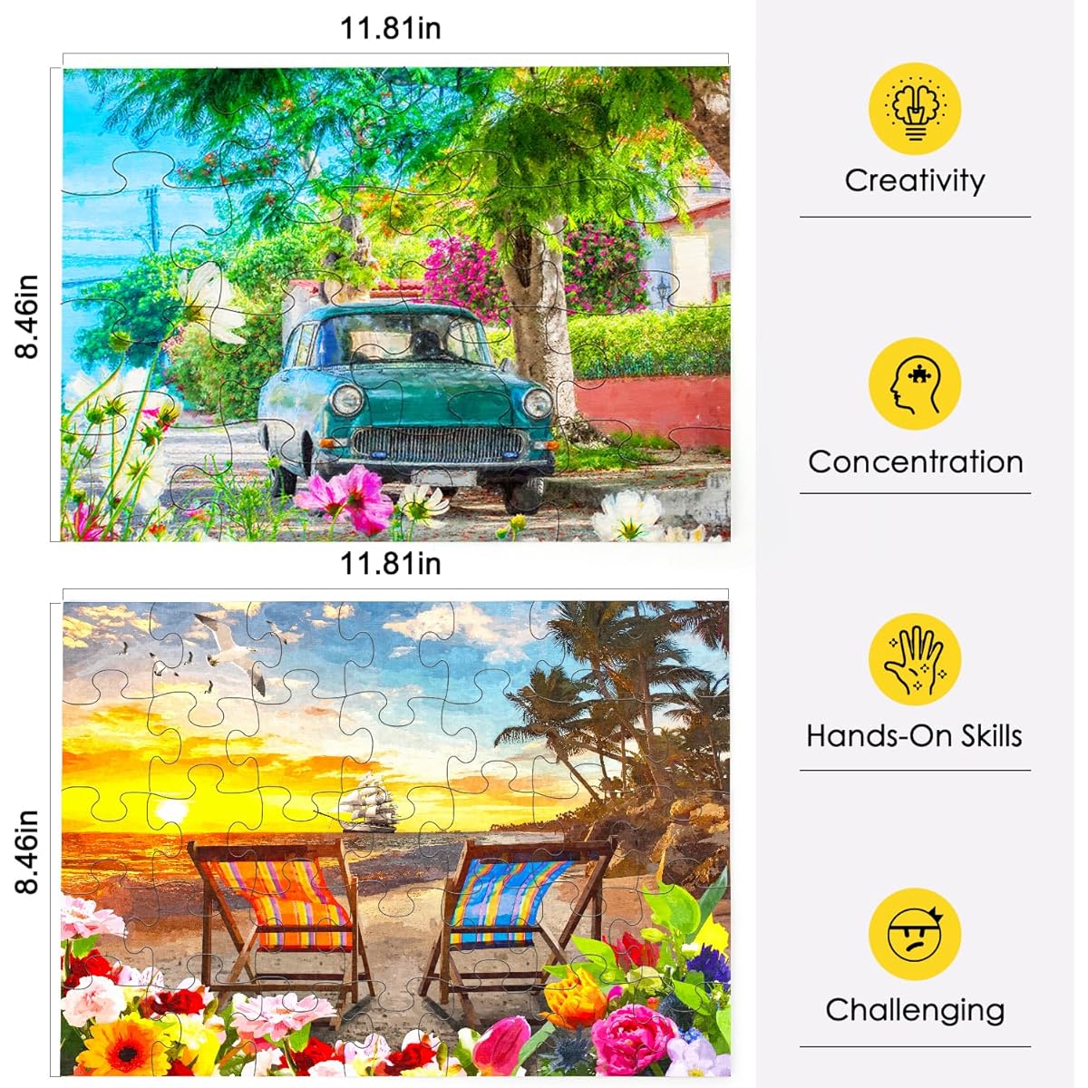 Jigsaw Puzzle Dementia Alzheimer's Disease Product Neoflavy Puzzle for the Elderly Easy Puzzle for Adults Ultra High Definition Set of 4