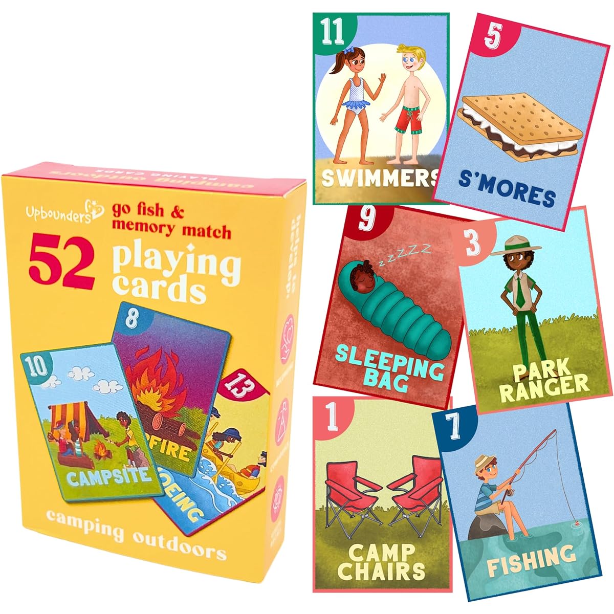 Little Likes Kids - Camping Outdoor Go Fish Card Game - Classic Family Game for Kids Toddlers Preschoolers - Multicultural Matching Pairs Game