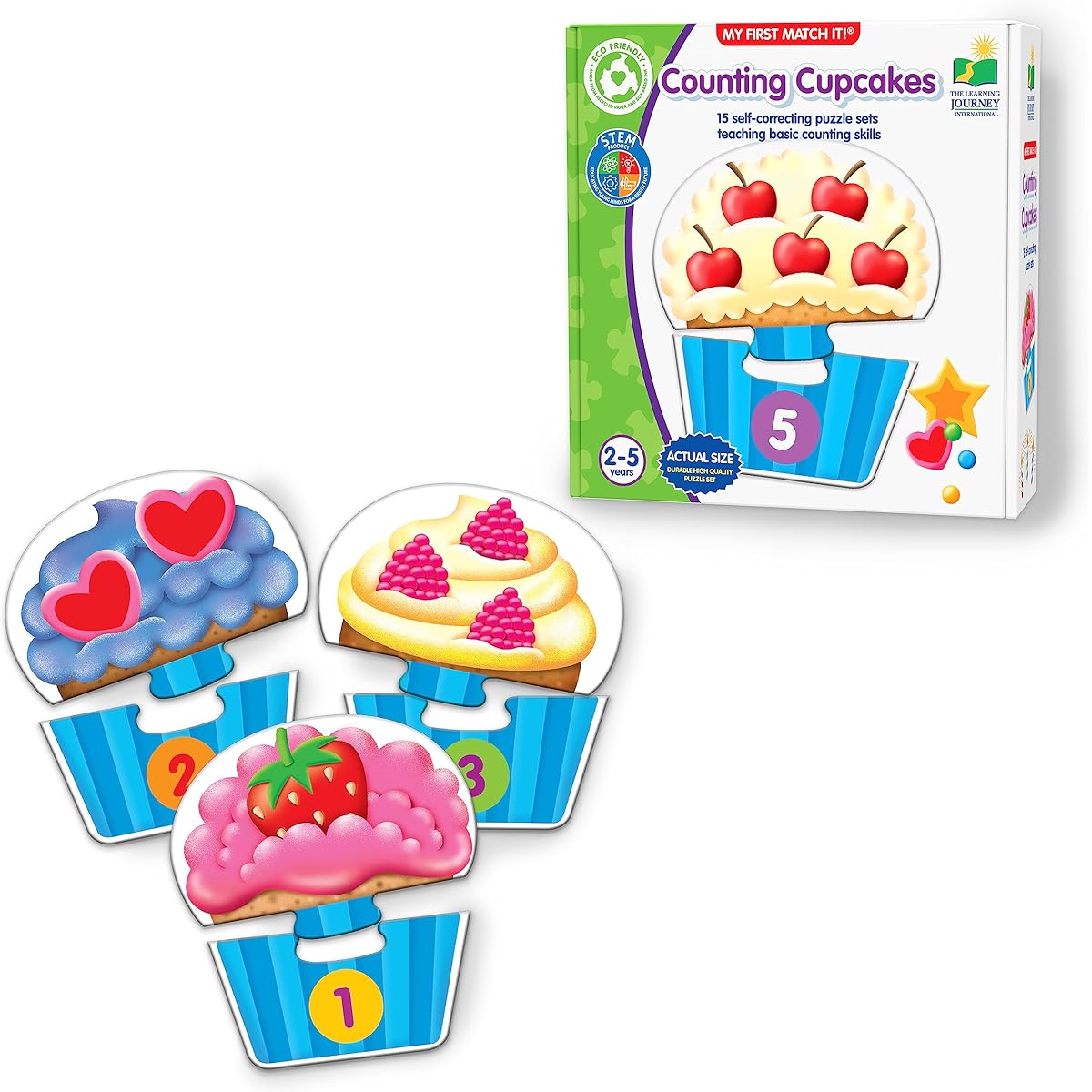 The Learning Journey: My First Match It - Cupcake - 15 Piece Self-Correcting Matching Puzzle - First Learning Toy for Toddlers Ages 2-5 - Award-Winning Toy