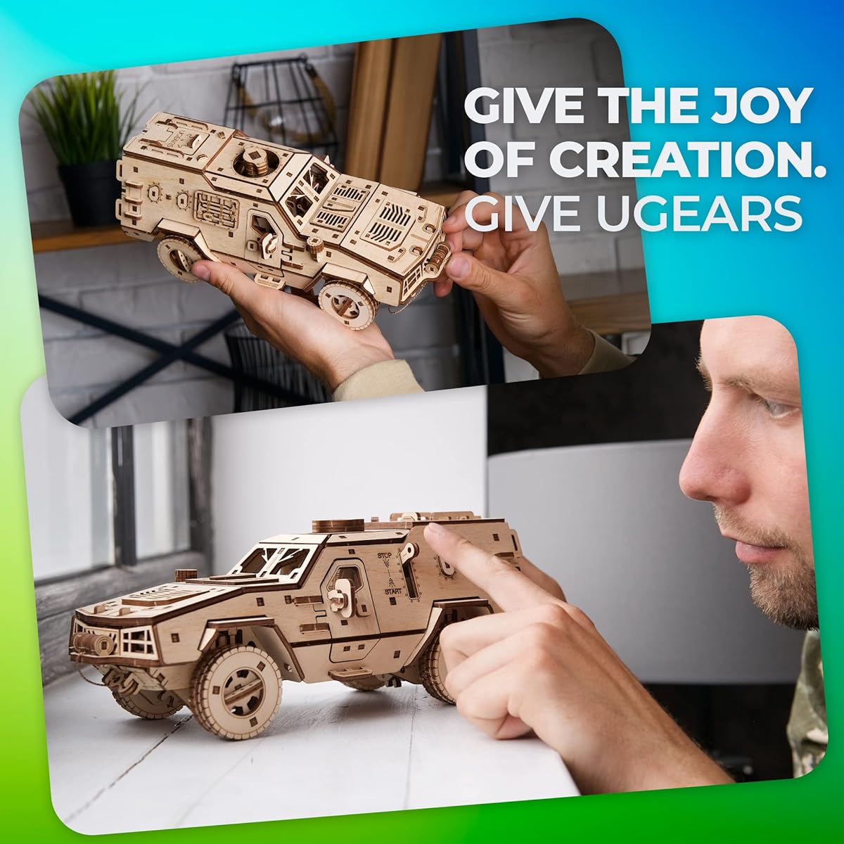 Ugears Dozer B Combat Car 70190 Wooden Puzzle 3D Puzzle Toy Car Adult