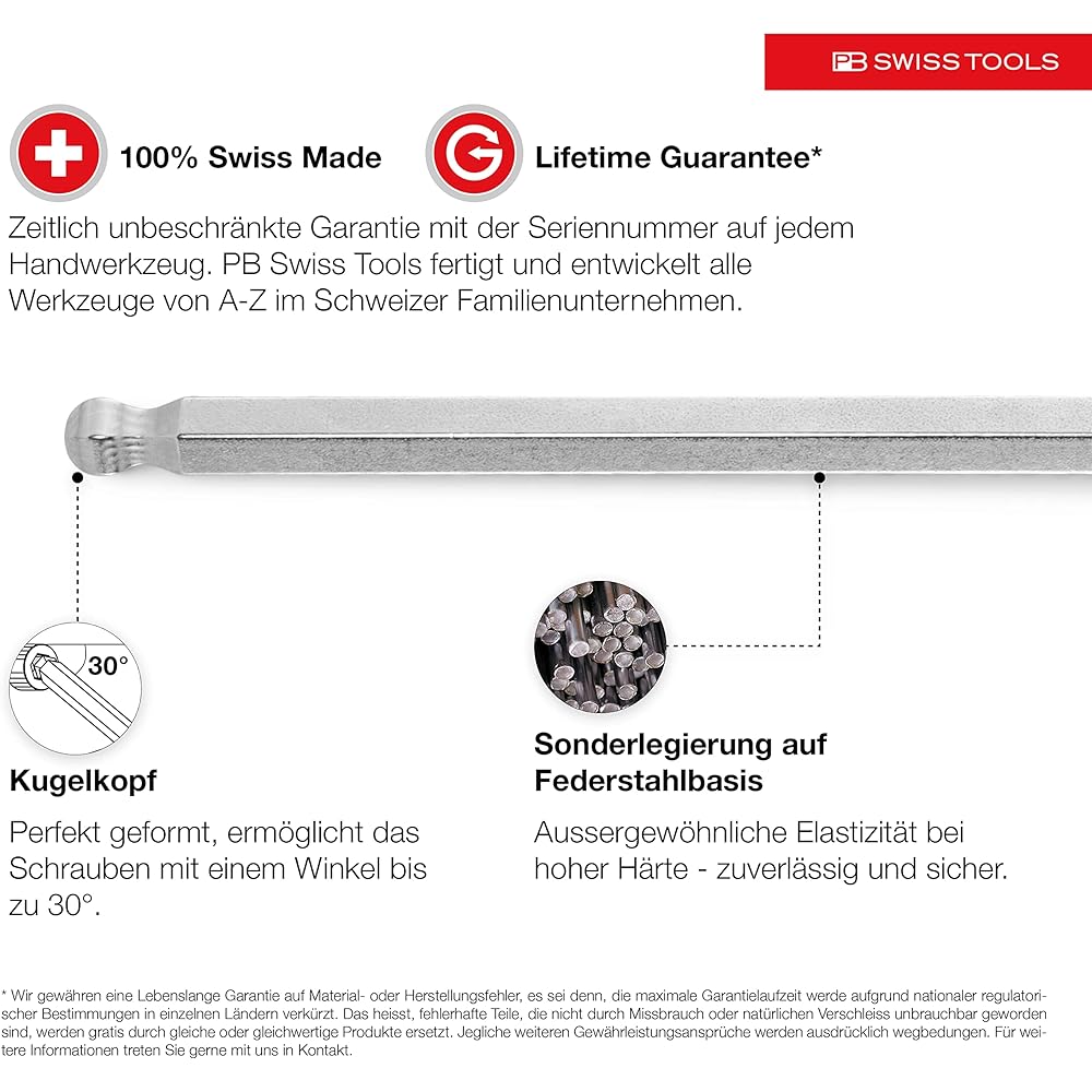 PB SWISS TOOLS PB SWISS TOOLS Long hex wrench set with ball 212LH8CN