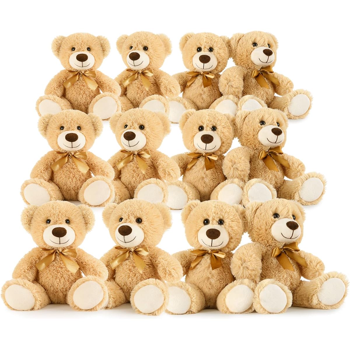 MaoGoLan Toys Studio 3 Pack Teddy Bear - 3 Colors Cute Stuffed Animal with Bow Tie 10" (12 Brown)