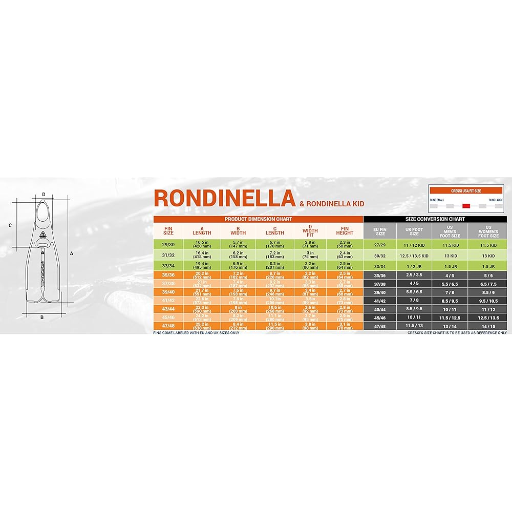 Cressi Snorkeling Swim Fin Kids [RONDINELLA] Long Blade 3 Colors [Genuine Product]