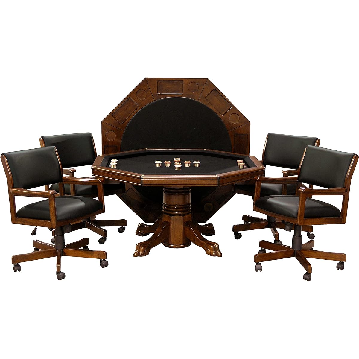 Fairview Game Rooms 3-in-1 Combination Game & Dining Table Set with 4 Rocker Swivel Chairs (Maroon)