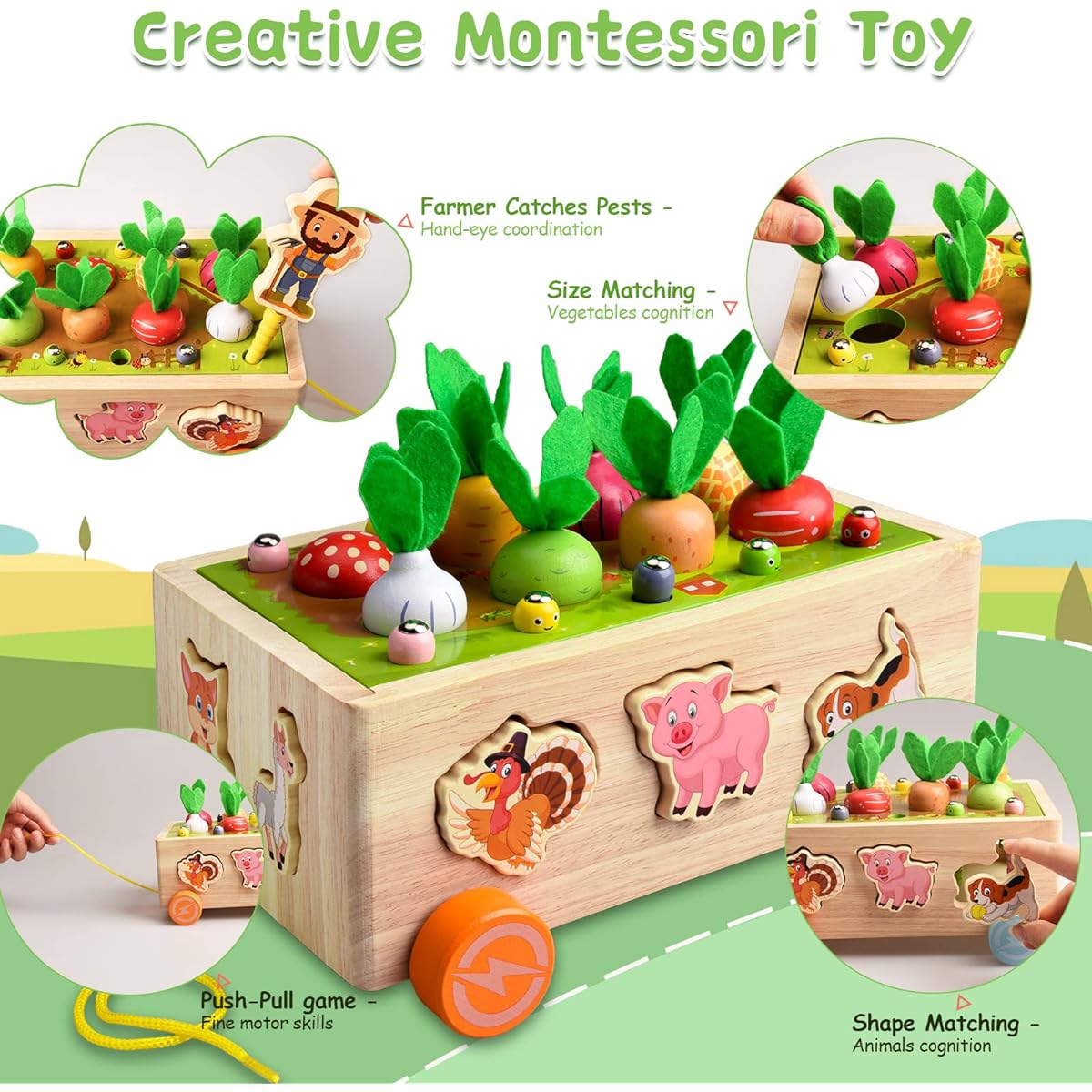 Achiyway Montessori Toys for Babies, Boys, Girls, Ages 2, 3, 4, 5, Shapes, Sorting, Numbers and Counting, Wooden, Kindergarten, Learning, Fine Motor Skills Games