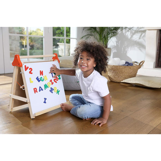 Edushape Kids Easel - 4 in 1 Desktop Art Station - Whiteboard, Chalkboard, Drawing/Painting Pad, Magnet (17" x 20")