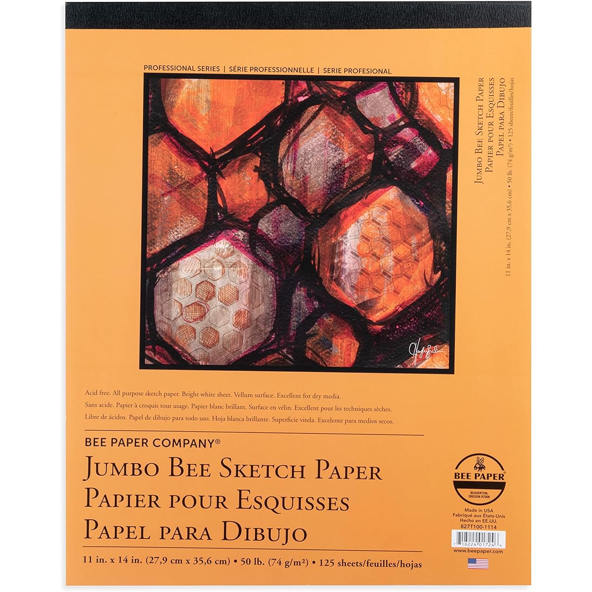 Bee Paper Big Bee Sketch Pad 11-inch x 14-inch, 125 Sheet Tape Bound Pad 827T100-1114