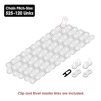 Caltric Green 520 Pitch 120 Link Non-Oring Drive Chain Compatible with ATV/UTV/Quad/Side X Side/Motorcycle/Dirt Bike/Rivet and Clip-on Master Link