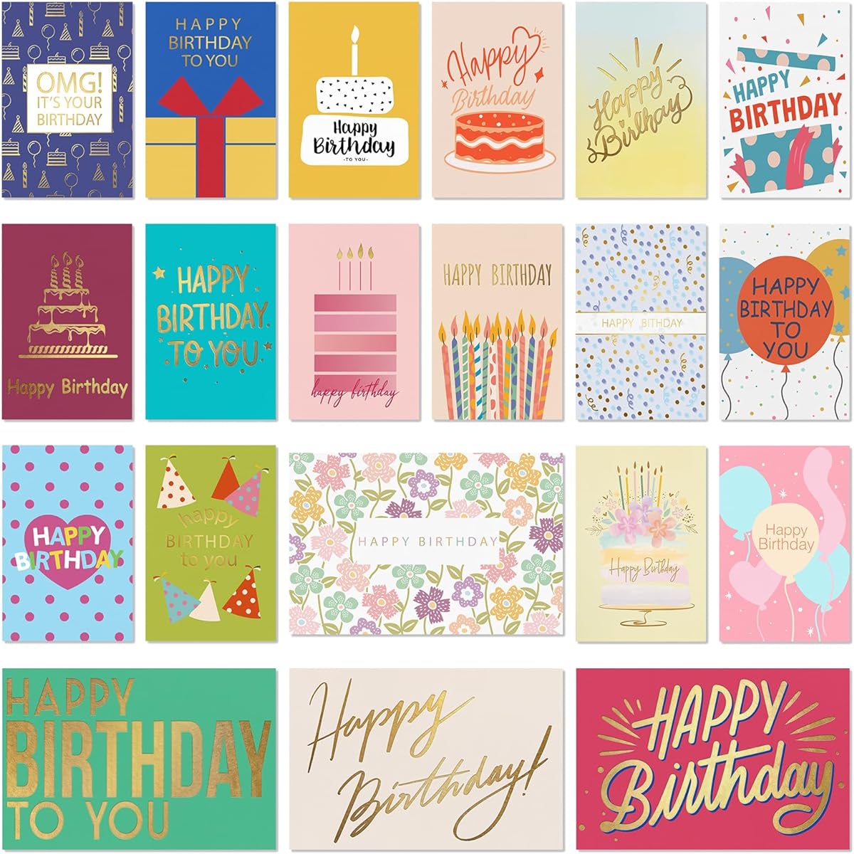 cofullsky Birthday Greeting Cards Bulk Blank Happy Birthday Greeting Card Set 2.0 Funny Greeting Cards