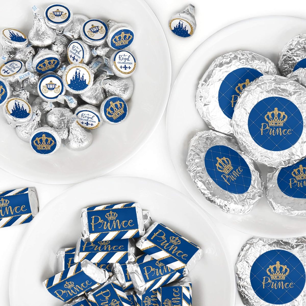 Royal Prince Charming - Mini Candy Bar Wrappers, Round Candy Stickers, Circle Stickers - Baby Shower or Birthday Party Candy Favors Sticker Kit - 304 Pieces