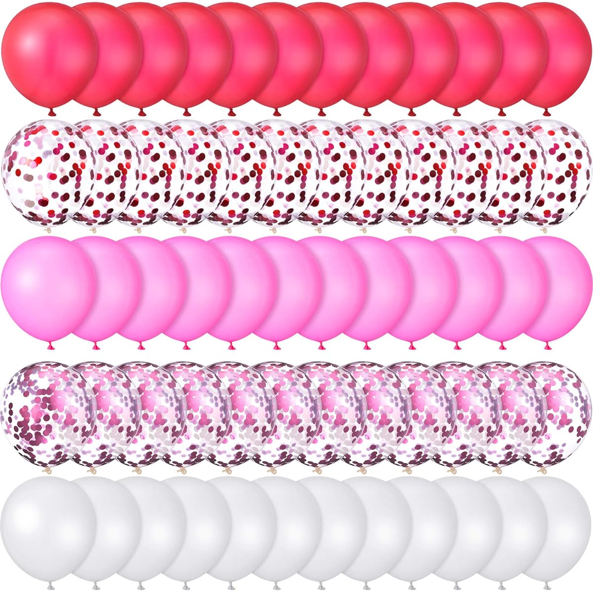 Valentine's Day Balloons 12 Inch Red Confetti Balloons Pink White Latex Balloons Party Balloon Set Valentine's Day/Wedding Anniversary/Baby Shower/Birthday Party Decoration Supplies 80 Pieces