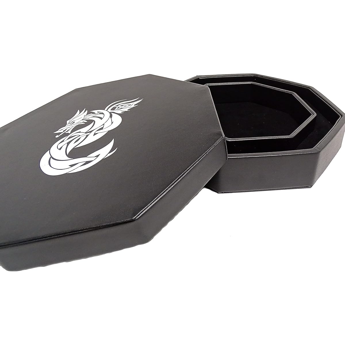 8" Dice Tray with Lid and Dice for Staging Area Tabletop Dice Game (Celtic Knot Dragon)