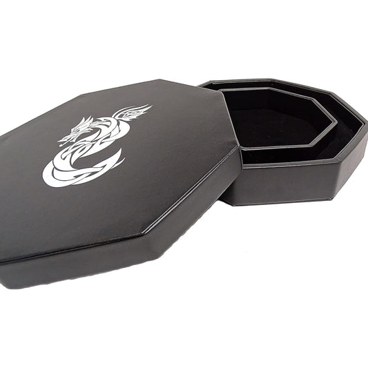 8" Dice Tray with Lid and Dice for Staging Area Tabletop Dice Game (Celtic Knot Dragon)