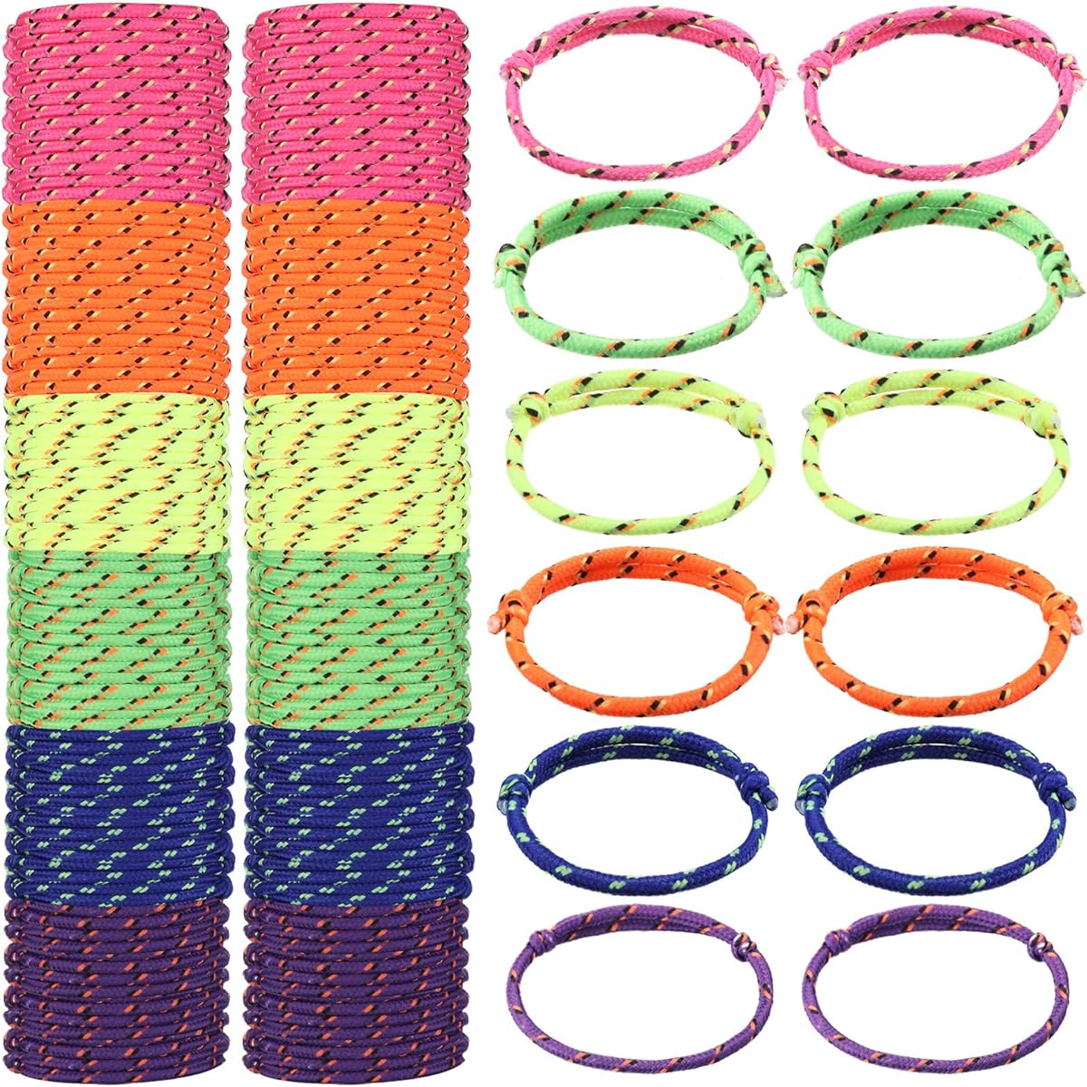 432 Pieces Neon Rope Woven Adjustable Friendship Bracelets in Neon Colors Bulk Buy Friendship Bracelets Toys for Girls Boys Christmas Goody Bag Stuffers Party Favors, Nylon, Bloodstone