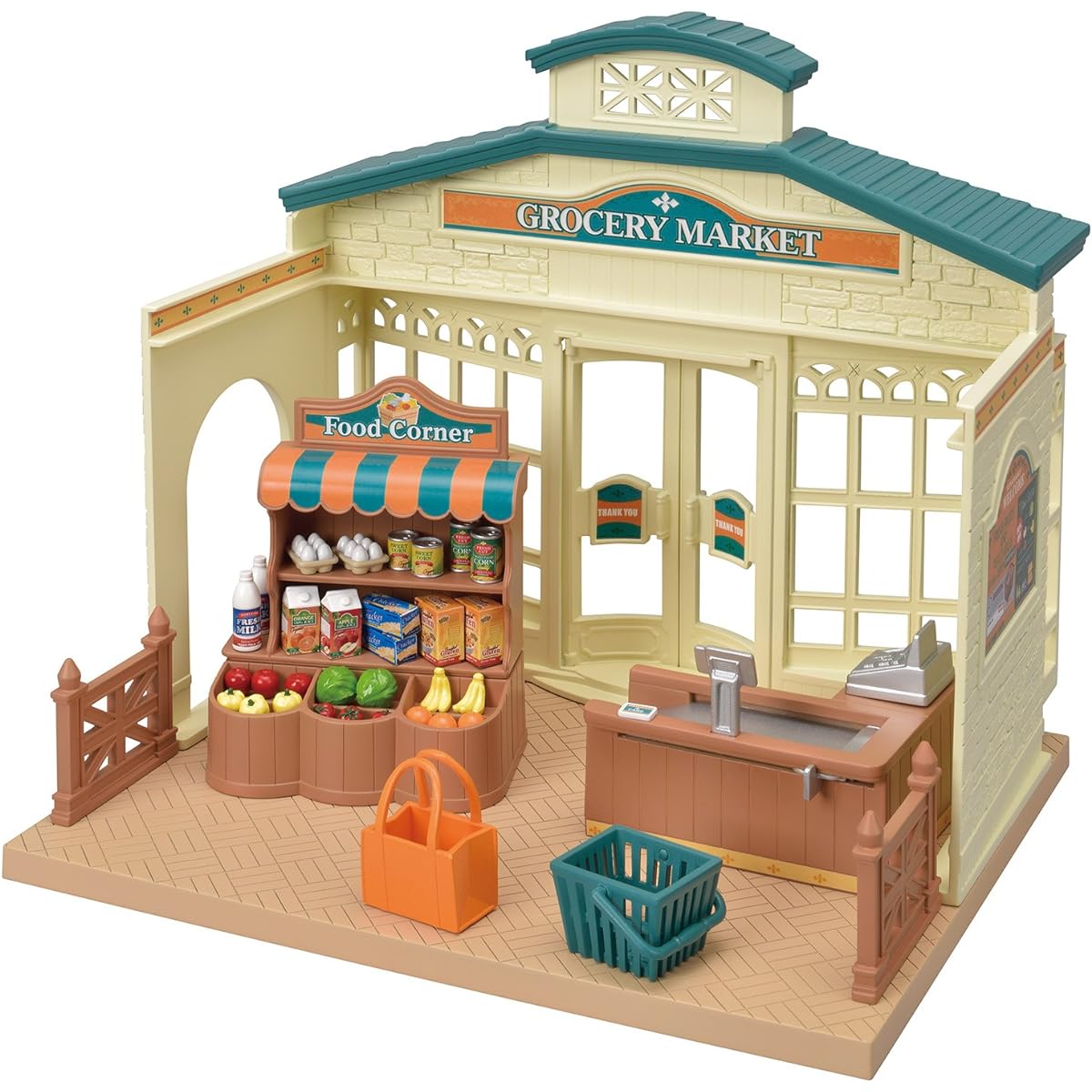 Sylvanian Families Shop Forest Market Mi-86 & Sylvanian Families Dolls Walnut Squirrel Family FS-17 [Set Purchase]