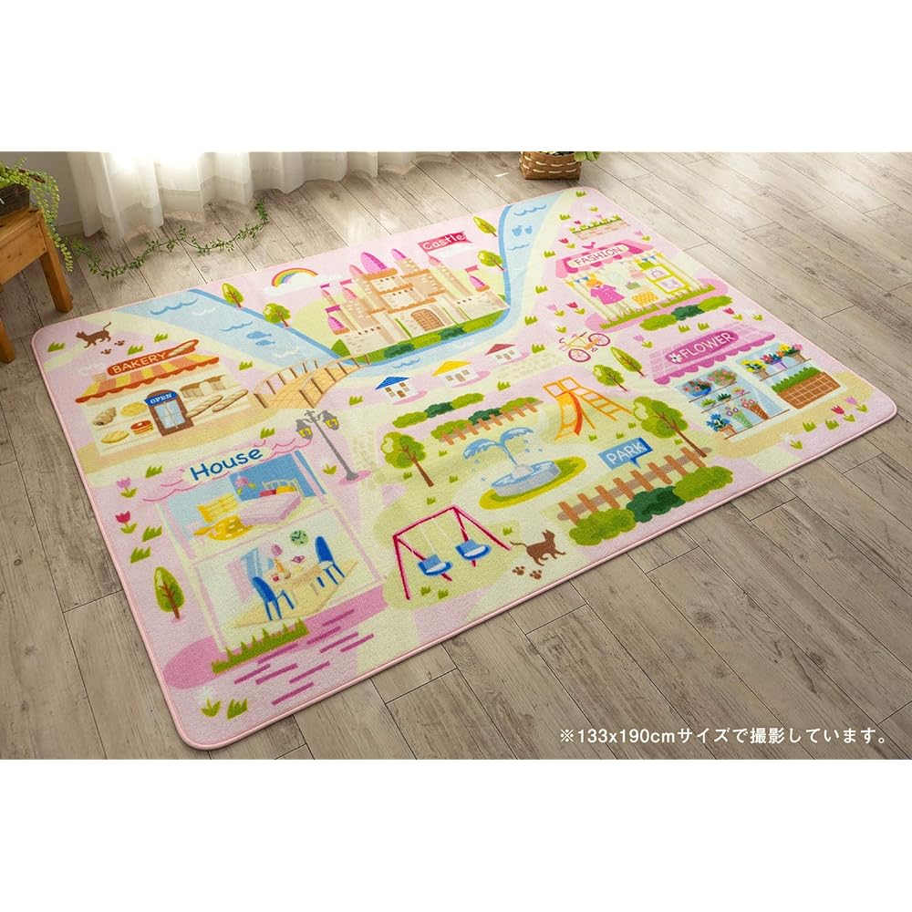 Sayang Sayan Girl Castle Doll Washable Rug Road Map Girl 190x240 3 Tatami Pink