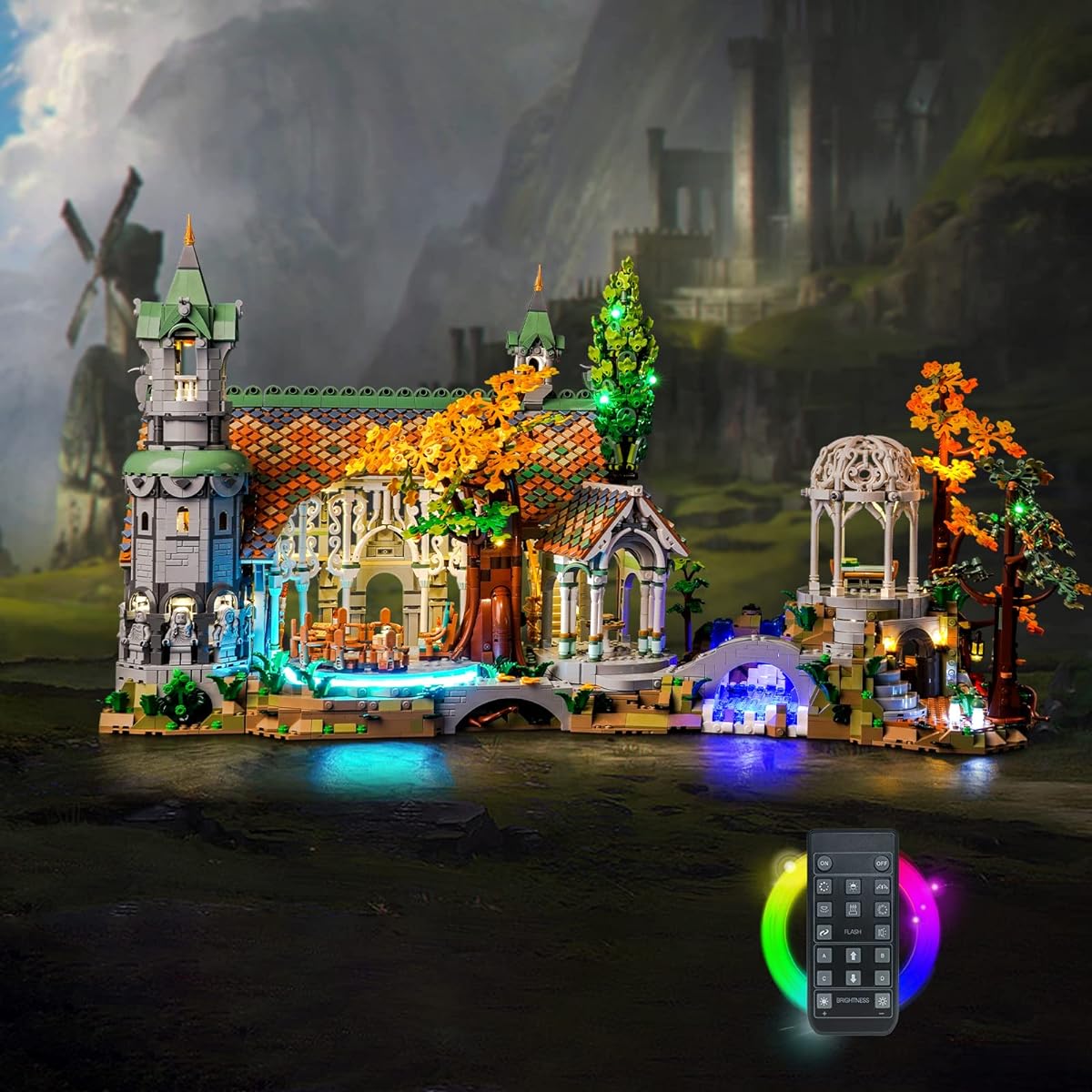 VONADO LED Light Kit for Lego Lord of the Rings Rivendell Remote Control Rivendell Lego Lighting Lego 10316 Building Kit (No Lego Set) Creative Decorative Light Gifts for Lego Fans