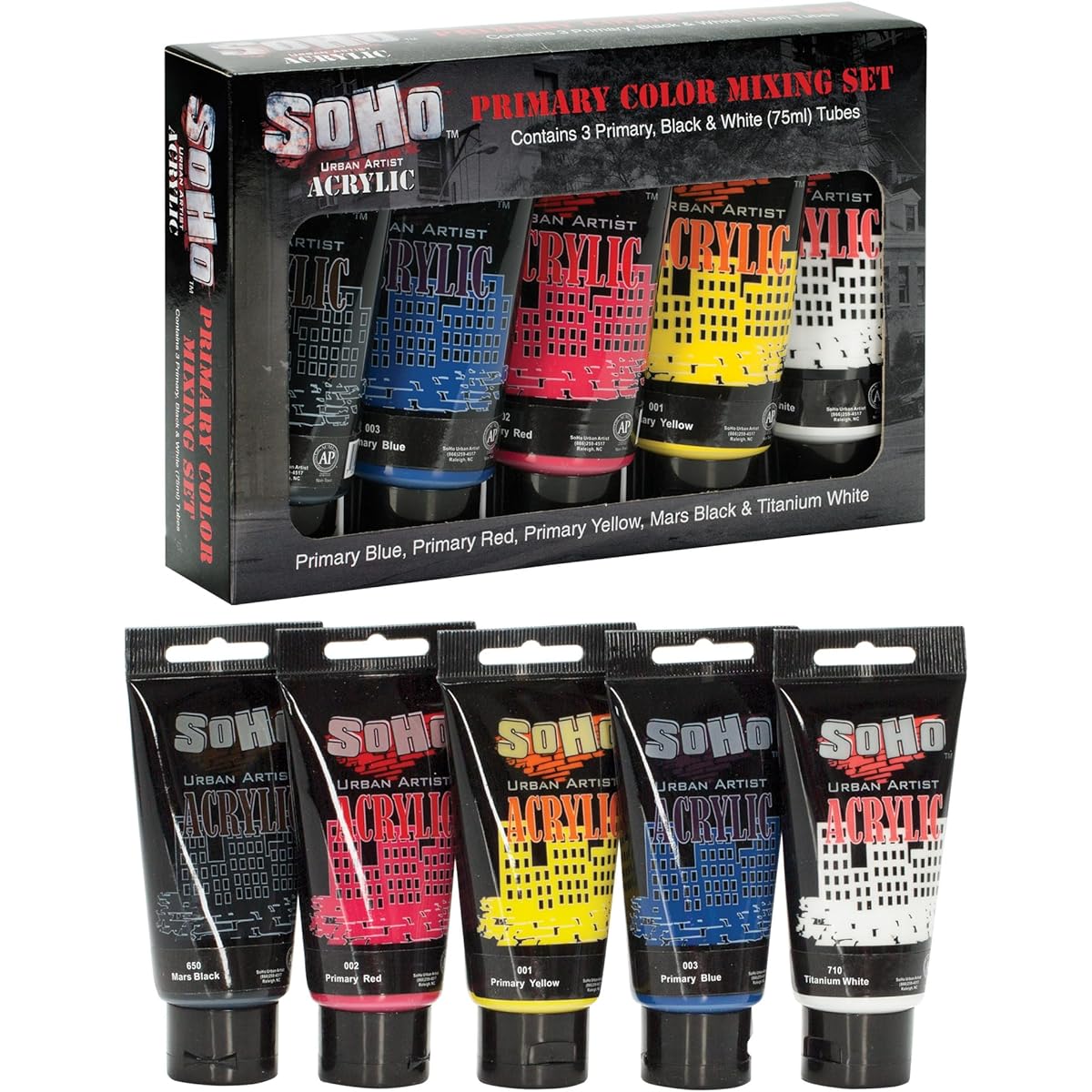 Soho Urban Artist Acrylic Mixing Set of 5 75ml Tubes