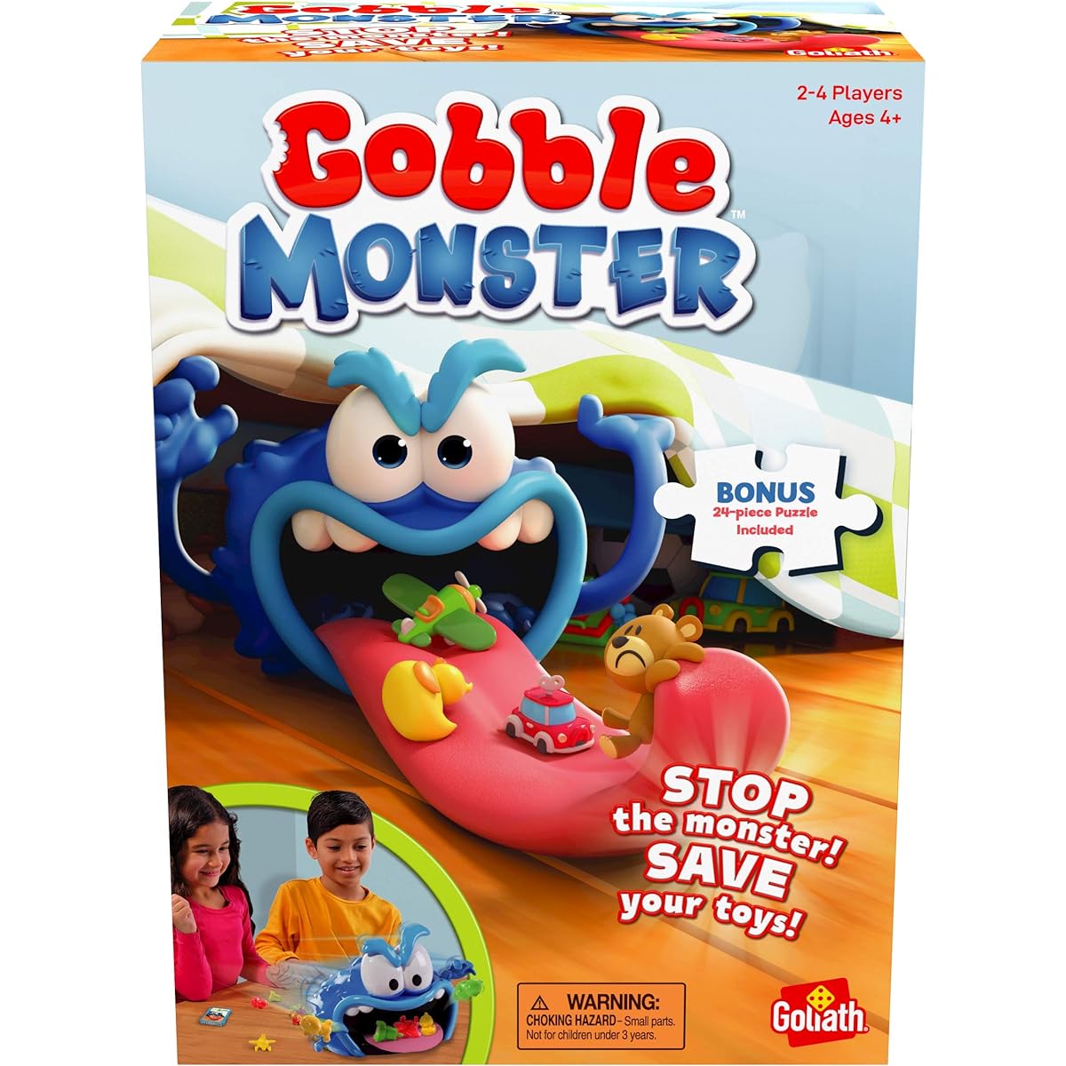 Gobble Monster Game - Save your toys from the monster's tongue before it's too late - Includes 24-piece puzzle of Goliath